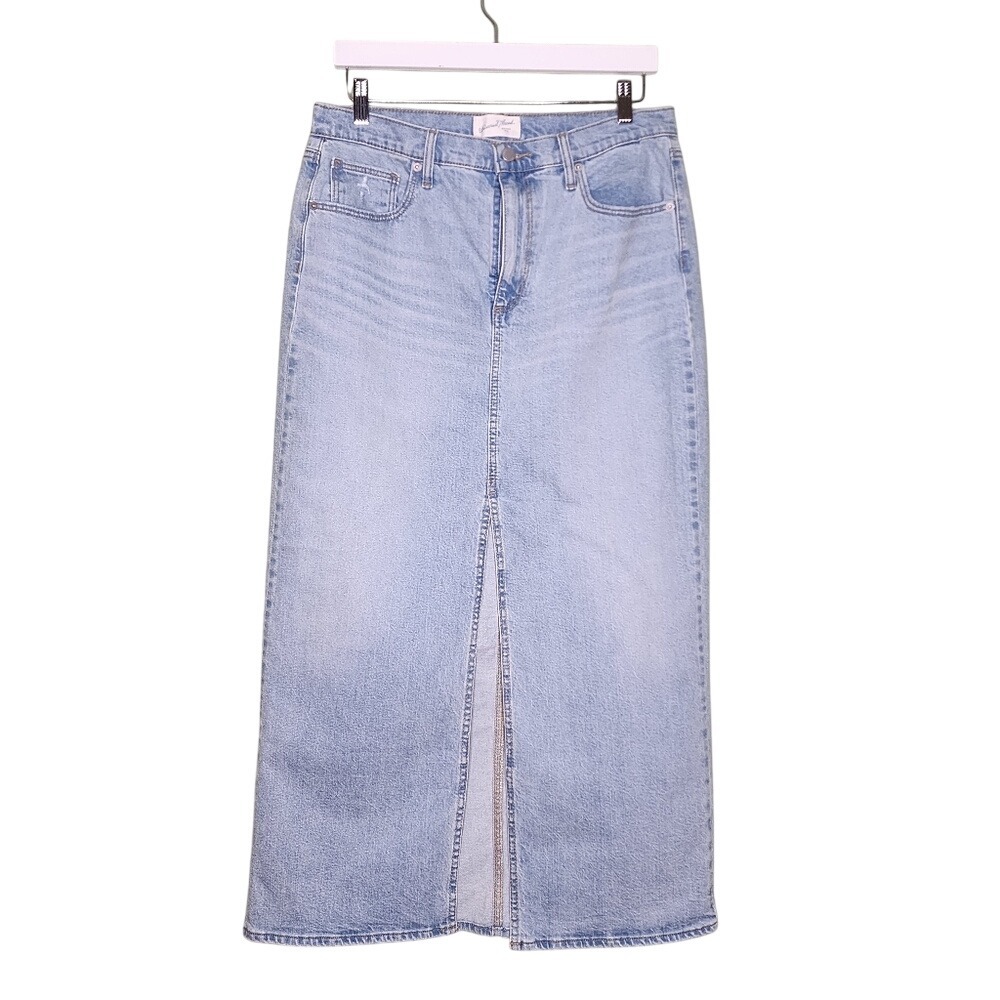 Universal Thread Light Wash Denim Jean Skirt Midi Casual Boho 5 Pocket 12